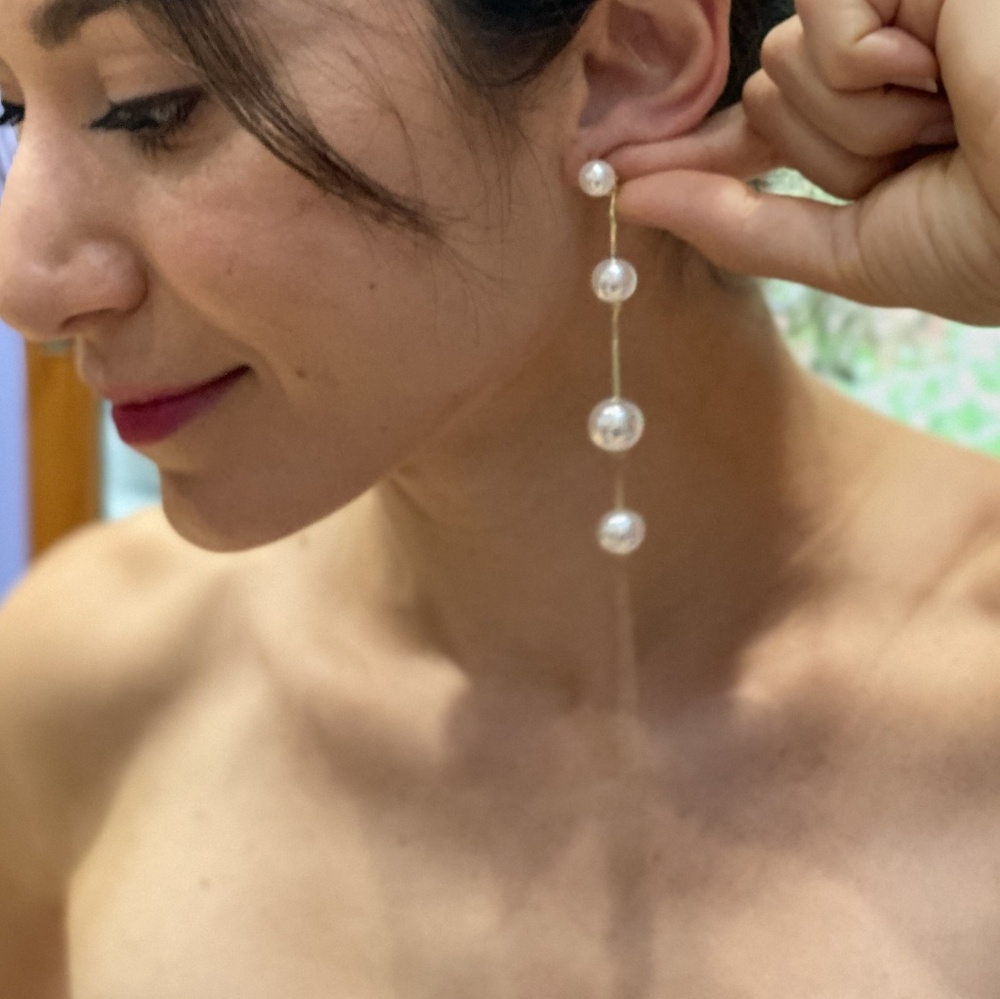 Pearl & Gold Drop Earrings